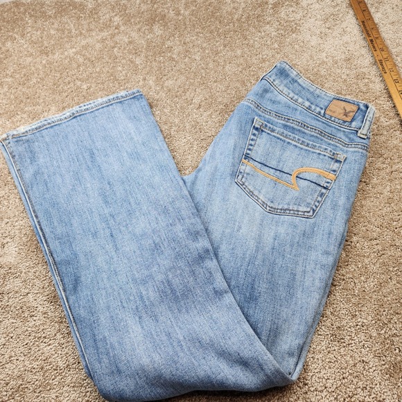 American Eagle Outfitters Pants - American Eagle Artist Stretch Flare Jeans Womens 8 Light Wash Ripped Distressed